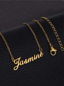 1Pc Custom Name Necklace For Women Personalised Cursive Letter Pendant Stainless Steel Jewelry Men Chain Choker Collar Personalize Stylish,Fall Fashion,Casual,Vintage,Old Money,Contracted,Simple Custom,Personalized,Unique Ideal Gifts For Her Girlfriend,Mom,Family,Friends,Daughter,Her,Grandparents For Anniversaries,For Birthdays,For Daily Wear,For Prom,For Mother's Day,For Valentine's Day,For Graduation,For Weddings - Multicolor - View 2