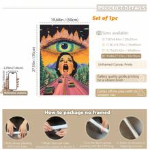 1 Stück dekorative hängende Malerei, gerahmtes dekoratives Gemälde, Poster, Wandkunst, Vintage Acid Highway Leinwandkunst, retro surreale Wanddekoration mit Allsehendem Auge, perfekt für Wohnzimmer, Schlafzimmer, Büro Zuhause