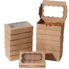 12pcs Cookie/Candy Boxes With Transparent Window, Small Gift Boxes For Pastries, Sweets, Packaging, Weddings, Parties, Birthdays, Baby Showers