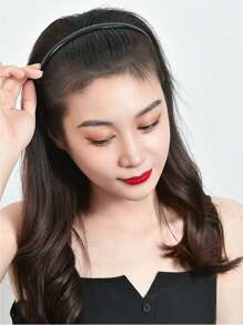 2/3/4件装女士黑色树脂发箍，防滑齿设计，简约黑色发夹，发饰 - 黑色 - 查看 2