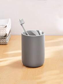 1 pieza Vaso de plástico para cepillo de dientes para el hogar, vaso de enjuague de unicolor simple, vaso portacepillos de dientes, vaso de baño de gran capacidad, decoración de baño para el hogar, decoración de otoño, de vuelta a la escuela