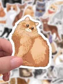 60pcs New Cute Cartoon Hand-Painted Cat Stickers, Personalized Creative DIY Planner Stickers, Phone Case, Skateboard Decor Stickers