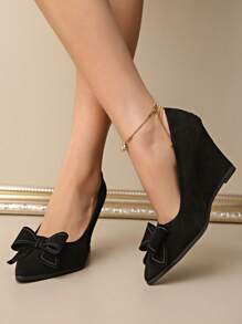 Women's Wedge Shoes, Professional Style High Heel, Pointed Toe, Suede, Fashion Comfortable Versatile Increased Height, Plus Size