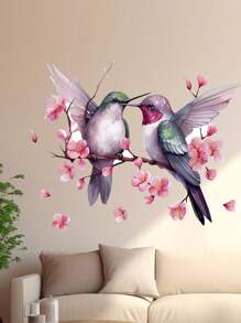1 件蜂鸟和花卉图案墙贴，贴纸，适用于卧室、厨房、客厅和卫生间的墙贴，用于家居装饰的乙烯基贴花，装饰品让您的家焕然一新