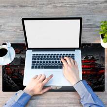 BHJLAXR Japońska mata na biurko Riverside Full Moon Desk Pad Black Red Duża podkładka pod mysz Gaming Mousepad Rozszerzona XXL klawiatura 35,4 X 15,7 cala Laptop Computer Mouse Keyboard Mat do dekoracji biurka