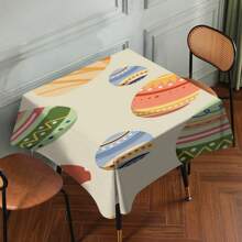 1pc Easter Tablecloth With Rabbit & Egg Design, Suitable For Spring/Summer Decoration, Easter Gift, Indoor/Outdoor, Easter Party & Home Decor, Easter Decorations, Farmhouse Decor - Multicolor - View 14