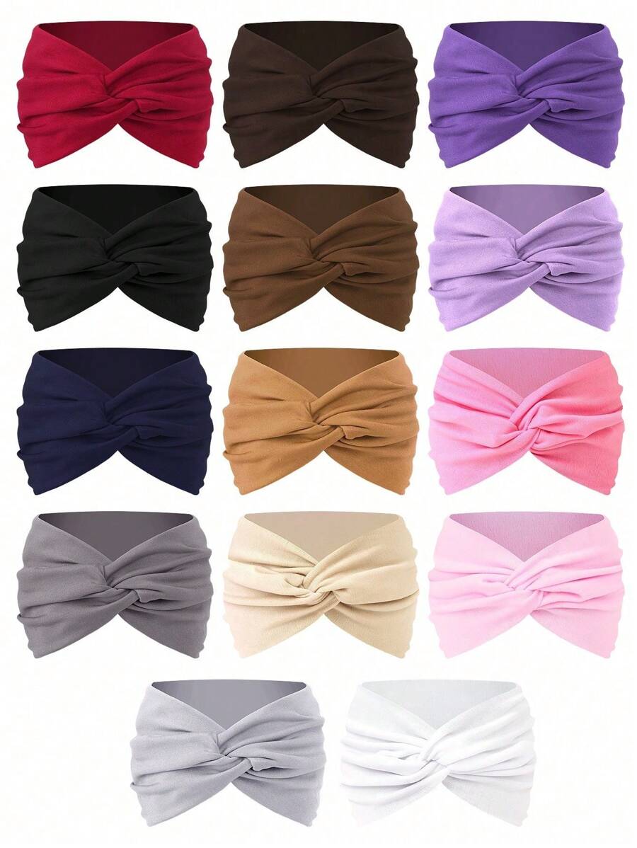 1pc Women Oversized Criss-Cross Solid Color Fashion Headband, Versatile Daily Wear Hair Accessory Turban Headband Sweatband, Hairband Fall Winter Hair Band Hair Accessories For Women Bows For Vacation Outfits Woman Elegant Scarf Women Bandanas Soft Headwrap