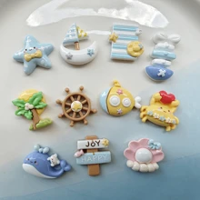 Set de 11 piezas de accesorios de resina con diseño lindo de la serie Ocean de Catone: calcomanías para refrigerador, estuche hecho a mano para teléfono móvil, caja de almacenamiento