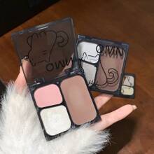 QMN Paleta de contorno del cielo nocturno, 3 colores de polvos naturales para esculpir y contornear, resistente al agua y al sudor, ligero y de larga duración, iluminador mate y brillante, realza la lisura facial, da forma a los contornos faciales
