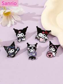 Sanrio 5 peças Sanrio, broche de esmalte adorável, broche de metal Sanrio criativo e personalizado com desenho animado, decoração fofa Kuromi, broche de liga de óleo, acessórios comemorativos, acessórios decorativos de escritório, camisas, jaquetas, joias, Natal, Halloween