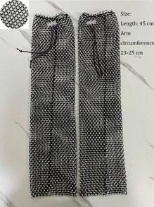 Mangas de braço de rede de pesca glamurosas com strass brilhantes - Party Essential