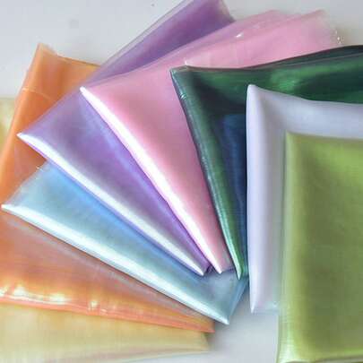 1pc Iridescent Gradient Organza Fabric Material, DIY For Dress, Craft
