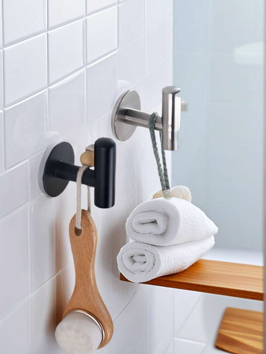 1pc Bathroom Adhesive Hook, Multi-Function Storage Hook For Door, Without Drilling