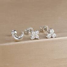 Set de cercei cu piercing pentru cartilaj din oțel inoxidabil placat cu aur de 18K pentru femei, mini zirconiu, moon Helix, cercei tragus, bijuterii de modă