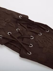 1pc Women's Brown Lace Elastic Waist Band, Sexy Waist Cincher Suitable For Commute, Party, Street Photography And Other Occasions