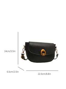 Fashionable Solid Color Mini Portable Shoulder Bag, Simple Back Design, Suitable For Women Daily Use, Date, Gift, Equipped With Adjustable Shoulder Strap - Black - View 3