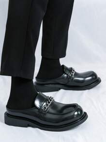 2025 New Summer Men Loafers Slip On Breathable Slouchy Backless Moccasins - Black - View 7