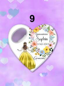 1pc/Bulk Customized 15th Birthday Party Favor, Princess Rose Heart-Shaped Bottle Opener, Sweet 15th Birthday Fridge Magnet, 15th Birthday Party Guest Gift Souvenir, Suitable For 15 Year Old Girls - Multicolor - View 21