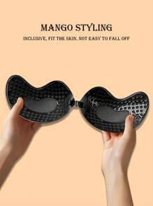 Sticky Invisible Mango-Shaped Bras – Strapless Silicone Push-Up Bra Cups For Backless Dresses, Breathable Self-Adhesive Lift Pads For Women, Reusable & Skin-Friendly - Black - View 5