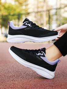 女士夏季网眼运动鞋、黑色运动鞋、厚底网球鞋，适合日常休闲、健身、跑步 - 彩色 - 查看 2