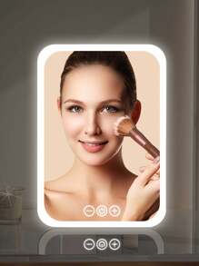 桌面 LED 照明化妆镜，便携式折叠学生宿舍梳妆镜，办公室和个人使用