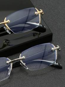 男士钻石边缘金属奢华时尚透明眼镜，适合日常佩戴、学习、看电视、玩电脑游戏