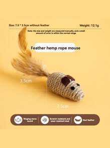 1 Stück mittelgroßer, strapazierfähiger, bissfester, quietschender natürlicher Sisal-Katzenball, minimalistischer frischer Stil, farbenfrohes sphärisches Design mit Feder-Mehrschicht-Wickeldetail, Selbstunterhaltung, Langeweile lindern, interaktives Katzen-Teaser-Haustierspielzeug, geeignet für tägliches Spielen zu Hause, Feiertags-Interaktion, Ganzjahres-Haustierpflege - Verschiedenfarbig - Übersicht 20