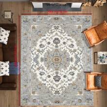 [Crystal Velvet 700g/㎡ Embossed Bottom 5mm Thick] Vintage European Style Floral Pattern Modern Carpet For Living Room, Kitchen, Bedroom, Study, Bathroom