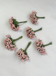 3/6 Bunches Pink Flower Bud Faux Pearl Foam Fruit Small Bouquet, Gift Box Accessories With Flower Leaves Heart, DIY Wreath Materials, Vase Desk Decor Accessories Gifts Birthday Graduation