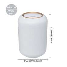 White 9.5L Fashion Trash Can For Living Room Large Capacity Simple Vertical Grain Waste Basket With Lid Press-Type Tabletop Garbage Bin Bedroom Office Bathroom,Kitchen,Bathroom,Home,Household Supplies - White - View 4