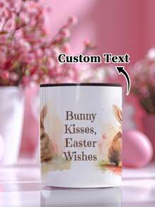 1pc 11oz Custom Easter Mugs, Coffee Mugs With Customized Text, And Mugs Customized With Rabbit Shapes. They Can Be Used As Gifts And Are Unique Presents For Family Members - Style 6 - View 5