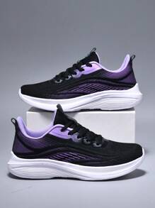 1 Pair Women's Road Running Casual Sports Shoes, Lightweight & Comfortable For Outdoor Travel And Walking, 2025 Spring/Summer New Lightweight Mesh Breathable Travel Shoes, Popular Versatile Running Sneakers - Purple - View 4