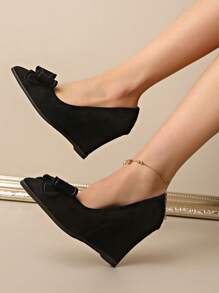 Women's Wedge Shoes, Professional Style High Heel, Pointed Toe, Suede, Fashion Comfortable Versatile Increased Height, Plus Size