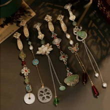 8pcs Chinese Style Zinc Alloy Qipao Decorations, Tassels Brooch, High-End Peony & Double Happiness Chinese Hanfu Accessories Dress Accessories Pin For Clothes Bag Charm School Office Accessories Shirts Jacket Jewelry Christmas Halloween Clothes Pin Funny Cute Teacher Gifts Costume Accessories Bag Charms