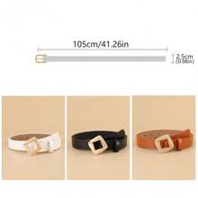 3pcs Women's Fashionable Leather Belt, Korean Minimalist Versatile Belt For Dresses, Jeans And Waist Decoration - Multicolor - View 4