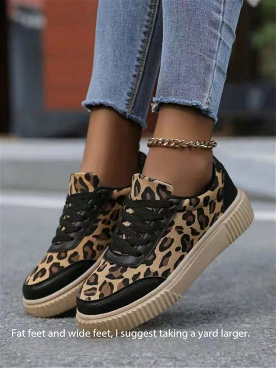 Women Leopard Print Casual Slip-On Sneakers, Fashion Lightweight Sports Shoes, Recommend Ordering One Size Up For Wide Feet