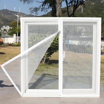 1-Pack Black, White & Gray Tricolor Window Screen, Rectangular Self-Adhesive Mesh With Zipper For Dustproof, Invisible Mosquito & Insect Protection, Perfect For Summer Home Use