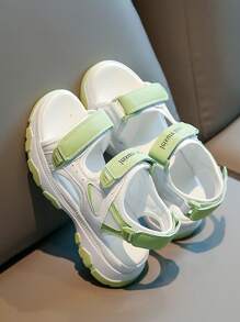 女童纯色底凉鞋，儿童沙滩鞋，夏季女童厚底凉鞋，中大童学生沙滩凉鞋 - 綠色 - 查看 2