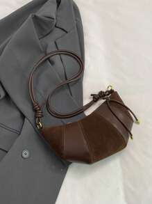 Premium Horn Design Small Crossbody Bag, Velvet Texture Fashionable Shoulder Underarm Stylish Dumpling Shaped Bag