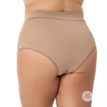 Calcinha Modeladora Cobertura Completa Com Detalhe Renda Feminina Grande - Bege - Visão 6