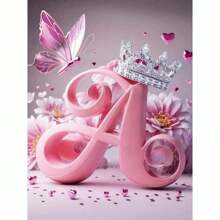 Set per decorazione fai-da-te con pittura di diamanti, lettere corona, strass, mosaico, farfalla, alfabeto, pittura di diamanti, arte da parete, artigianato decorazione per la casa