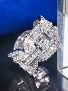 1 件奢华方晶锆石戒指，适合女士结婚情人节礼物珠宝、妈妈、母亲、母亲节、礼物 - 1# - 查看 6