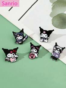 Sanrio 5 peças Sanrio, broche de esmalte adorável, broche de metal Sanrio criativo e personalizado com desenho animado, decoração fofa Kuromi, broche de liga de óleo, acessórios comemorativos, acessórios decorativos de escritório, camisas, jaquetas, joias, Natal, Halloween