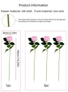 1 pieza / 3 piezas / 5 piezas Rosas artificiales - Flor artificial para el Día de la Madre, Día de San Valentín, decoración familiar, boda, festival con flores falsas