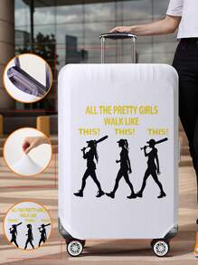 1pc Cartoon Portrait Print Luggage Cover, Fits 18-32 Inch Suitcases. Stretchable, Scratch-Proof & Dustproof, Stylish Decoration For Luggage. - Multicolor - View 25