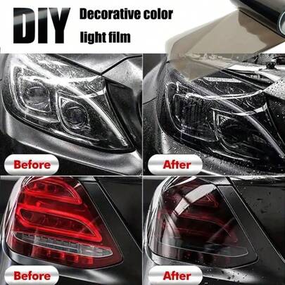 1pc 30*100cm/11.81*39.37in Black Transparent Light Film, Car Headlight Taillight, Motorcycle Lamp Decorative Color Light Film