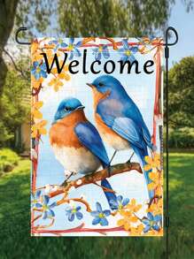 Bandera de jardín temática de primavera y verano, diseño de una sola cara, de poliéster lino impermeable, con patrón de colibrí, lavable a máquina, de 12x18 pulgadas, adecuada para decoración de jardines y patios exteriores, decoración de cumpleaños, bodas, fiestas, graduación, hogar, tapices