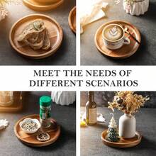 Wooden Plate, Tray, Multi-Function Wooden Tray, Restaurant Service Tray, Suitable For Home, Restaurant And Gathering, Breakfast Tray, Multi-Purpose Tray, Cake Tray, Bread Tray, Kitchen Tray, Tea Set Tray, Christmas Tray - Multicolor - View 7