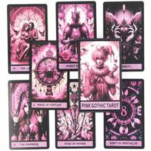 Pink Gothic Theme 10.3*6cm Tarot Card Set, 78pc English Edition, Paper Materials, Divination And Prediction, Spiritual Journey And Destiny Exploration, With Art Gothic Style, Suitable For 14 Years Old+, The Best Choice For Party Party Games And Holiday Gifts