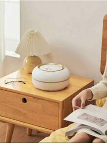 White 9.5L Fashion Trash Can For Living Room Large Capacity Simple Vertical Grain Waste Basket With Lid Press-Type Tabletop Garbage Bin Bedroom Office Bathroom,Kitchen,Bathroom,Home,Household Supplies - White - View 7